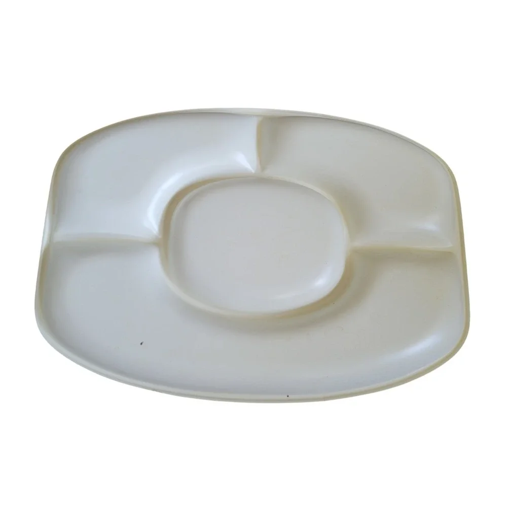 Vtg 1980s Christmas Country Geese Family Divided Serving Tray  Plastic Platter